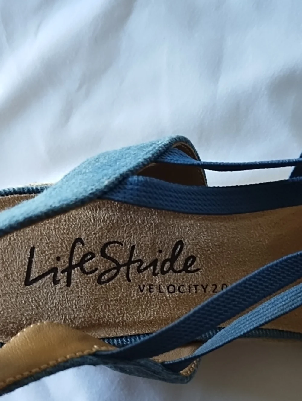 Life Stride Denim Blue Canvas Espadrille Wedge Sandals
